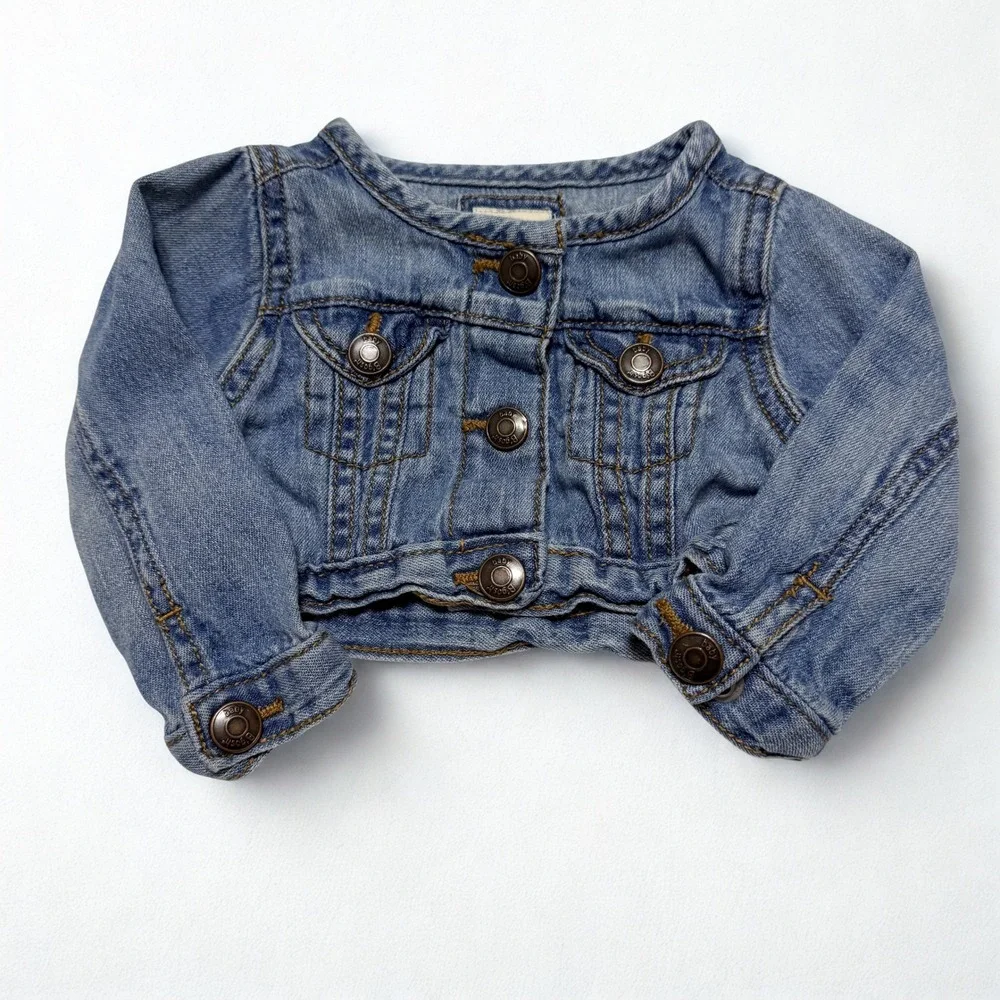 Baby Bgosh Blue Denim Trucker Jacket Cropped Bolero 6M Baby Cotton Coat